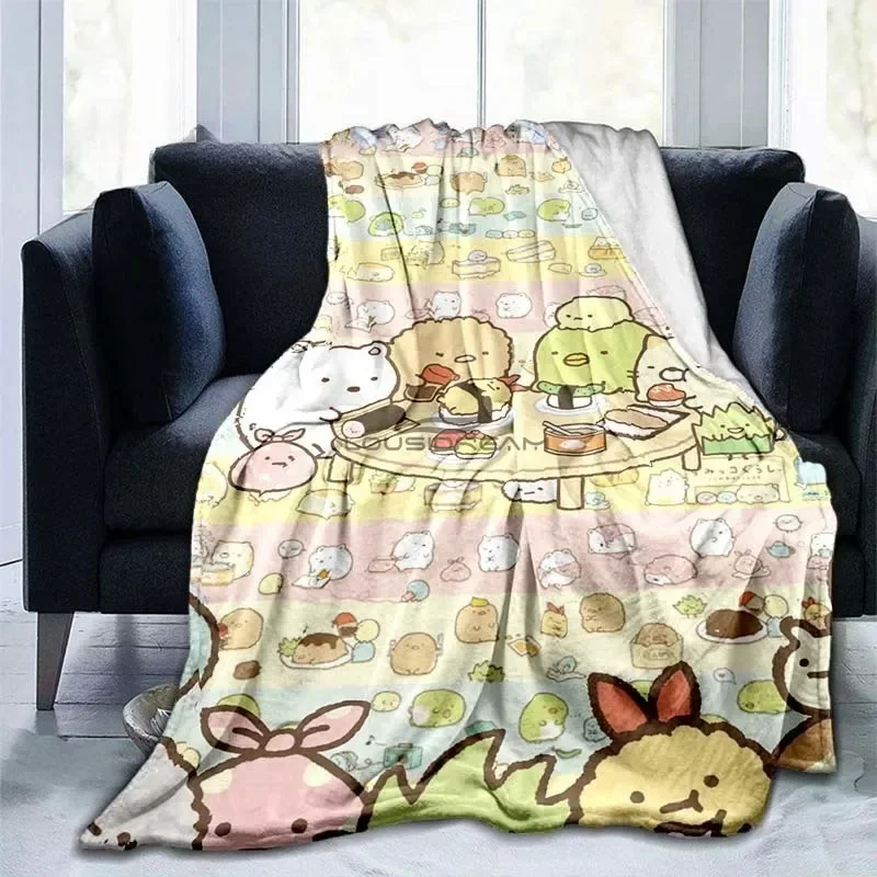 

Модный флисовый плед с принтом Sumikko Gurashi, милый мультяшный аниме-дизайн, мягкий, для дивана, кровати, домашнего текстиля, плюшевый плед-накидка