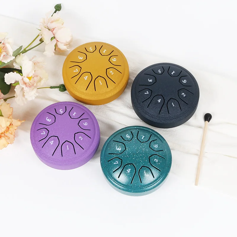 

Mini Drum 4.5 Inch 8 Tone Steel Tongue Drum Mini Hand Pan Drums Drumsticks Music Tambourine Drum With Accessories Instrument