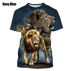 New Fashion Summer Men's 3D Printed Pattern Lion Design Top Men's Leisure Harajuku Plus Size Short sleeved T-shirt