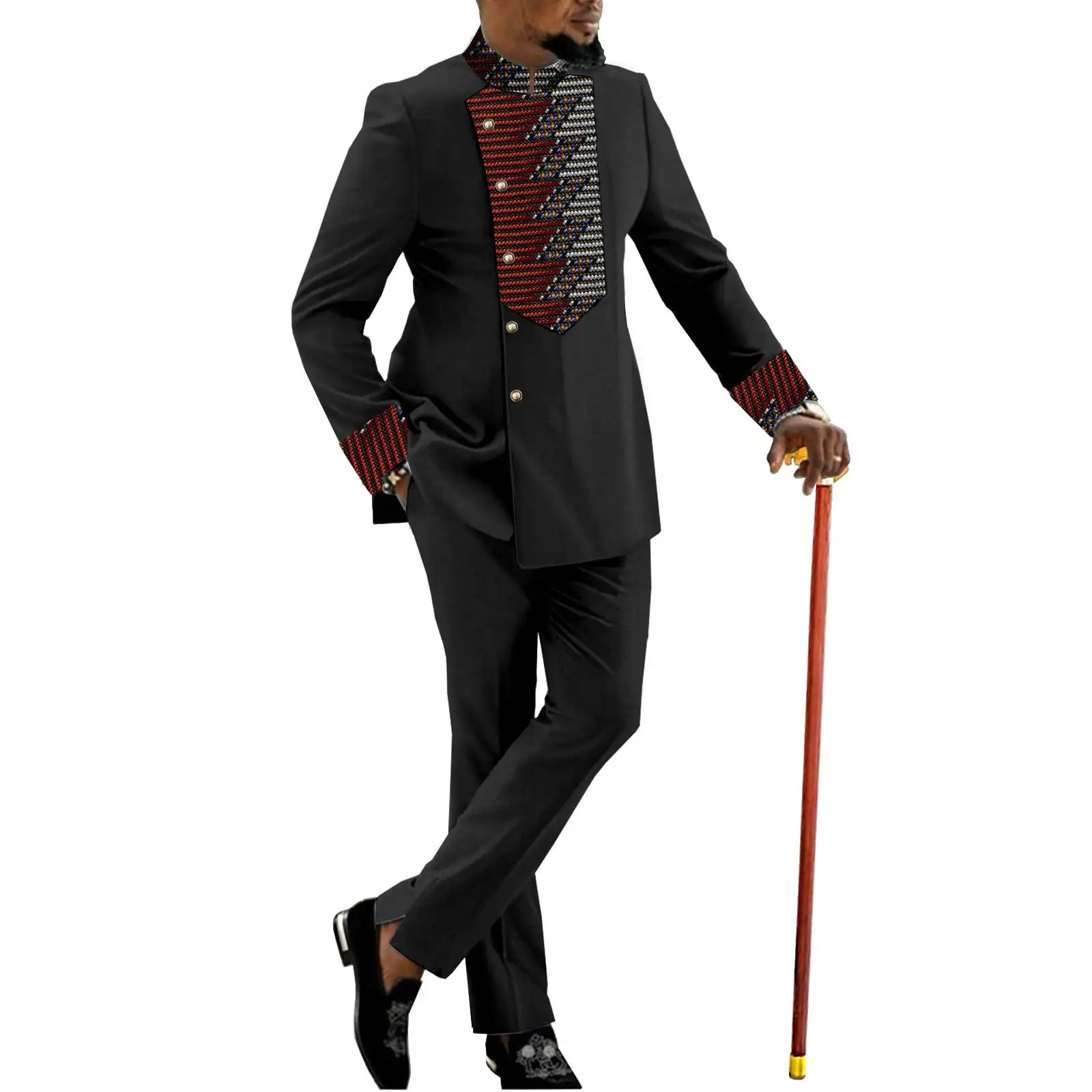 

SEA&ALP African Suit for Men Top and Pants 2 Pieces Dashiki Business Dress Suit Party Wedding Slim Fit Blazer