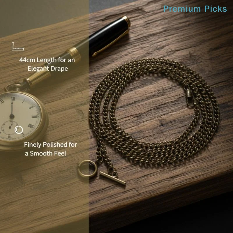 portableDouble Chain Pocket Watch Chain Curb Link Chain Clip Pocket Chain For Men And Women For Christmas And Father's Day Gift view 5