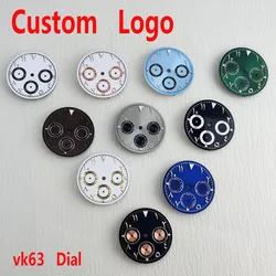 VK63 chronograph dial Custom logo Arabic numeral panda dial 29mm green glowing dial fit VK63 quartz movement watch accessories