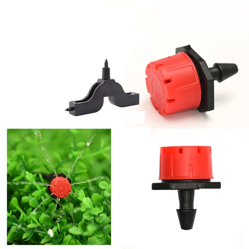 New 50 Pcs Adjustable Dripper Red Micro Drip Irrigation Watering Anti-clogging Emitter Garden Supplies for 1/4 inch Hose