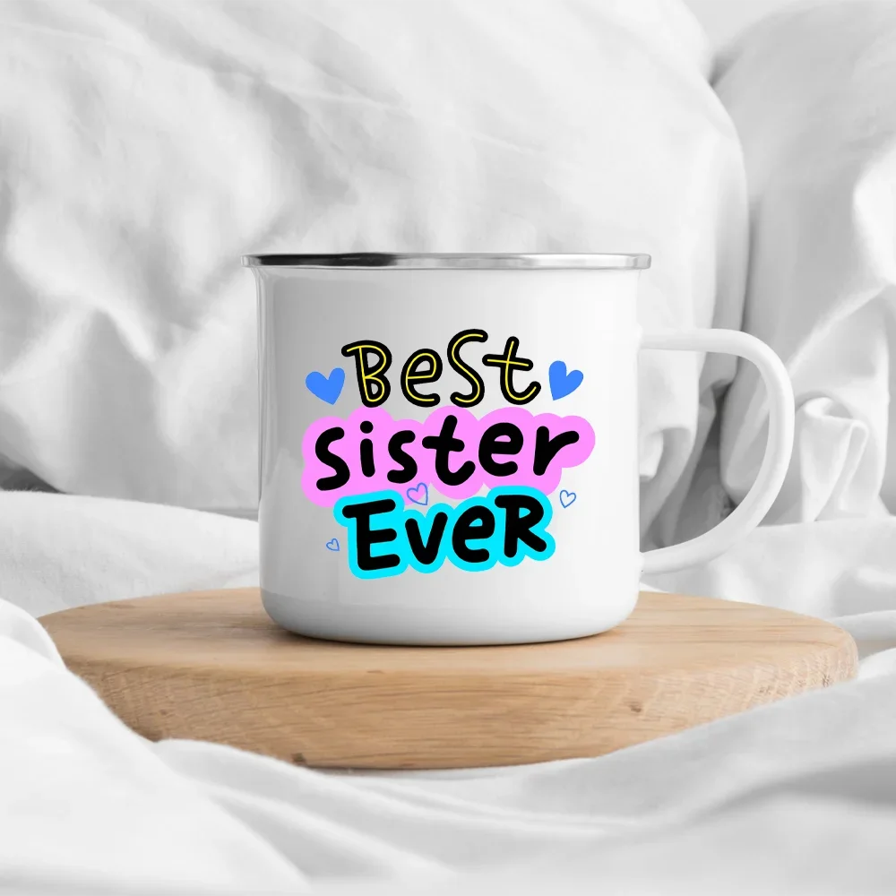 Best Sister Ever Nice Little Gift Ideas Cute Coffee Mug Sister Gifts Camper Decor Camping Enamel Mug Birthday Gifts for Sister