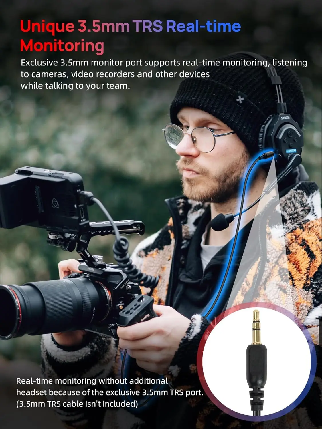 SYNCO XTALK X2 X5 2.4G Wireless Intercom Headset System 2-Person 350M 1148FT 24H Working Time Noise Reduction for Video Shooting