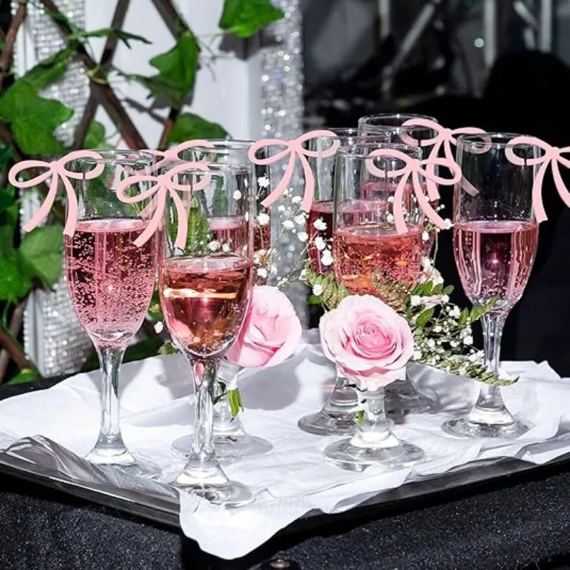

Acrylic Drink Bows Mirror Acrylic Butterfly Drink Tag Elegant Cocktail & Party Decor,Reusable Drink Accessories for Wedding