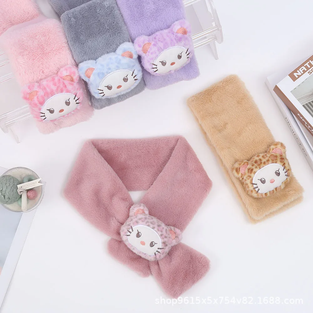 

Для ktОсенне-зимних детских шарфов, очаровательные плюшевые утолщенные теплые шарфы из искусственного кроличьего меха для мальчиков и девочек