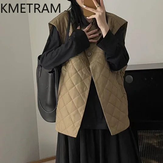 KMETRAM Winter Duck Down Jacket All Match New in Outerwears High Quality O-Neck Vest Clothes Women 2024 Пуховик Женский