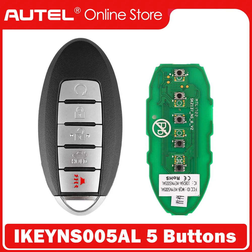 

AUTEL MAXIIM IKEY Premium Style IKEYNS005AL for Nissan 5 Buttons Universal Smart Key (Trunk/ Remote Start/ Panic)