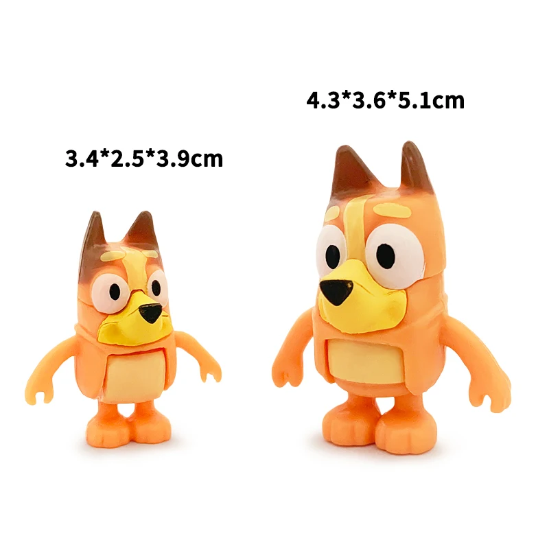 8 Stuks Bluey En Bingo Anime Figuur Speelgoed Leuke Pvc Beweegbare Gewrichten Action Figure Model Poppen Kinderen Verjaardagstaart Decoratie Speelgoed geschenken