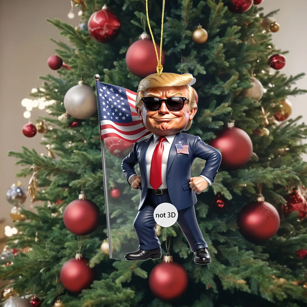 Trump Photo Acrylic Ornaments，Cars Hanging，Keychain，Ornaments，Christmas Trees Holiday Decorations for New Year，Independence Day