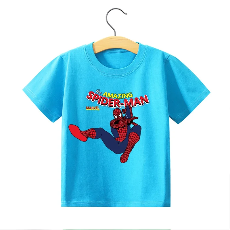 T-shirt en coton Marvels pour enfants, vêtements Spiderman pour garçons et filles, Wolverine, MEDk, t-shirts de dessin animé, vêtements d\'été