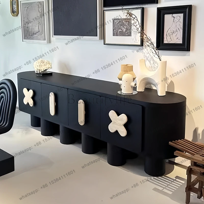 

Medieval oak dining side cabinet high-end villa restaurant storage cabinet