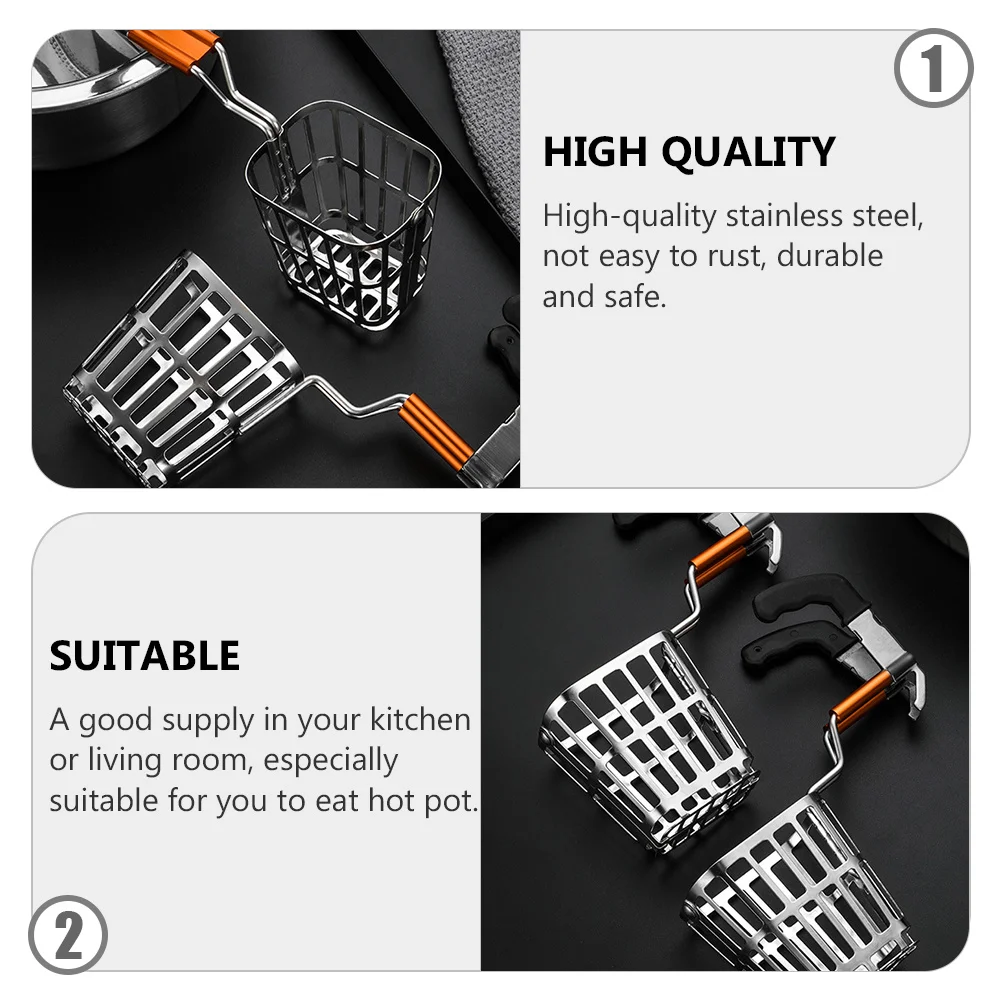 

1Pcs Large Capacity Hot Pot Blanching Clip Hook Design Opening and Closing Spoon Kitchen Utensil Home Use Slotted Spoon