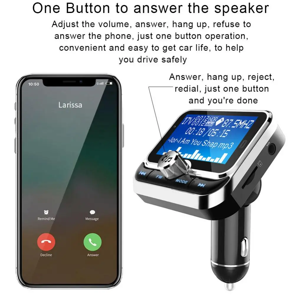 Car Bluetooth Receiver MP3 Music Player Car FM Transmitter TF Card U Disk AUX Player Hands-free Kit 3.1A Fast Charging Adapter