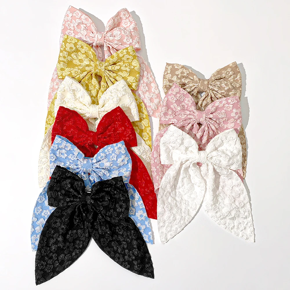 9 Pieces of Floral Ribbon Bow Hair Accessories, Sweet Ponytail Top Clip, Hair Ribbon Hairpin