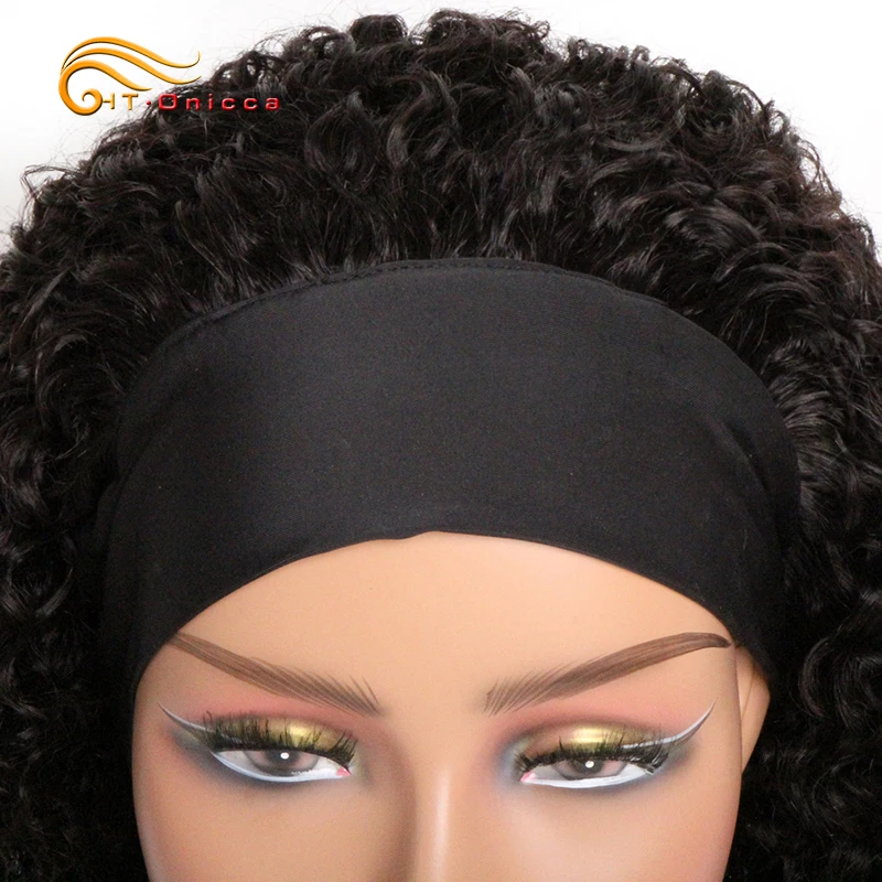 Headband Wig Human Hair Kinky Curly For Black Women 10-18 Inch Glueless Glueless Brazilian Remy Full Machine Made Wig