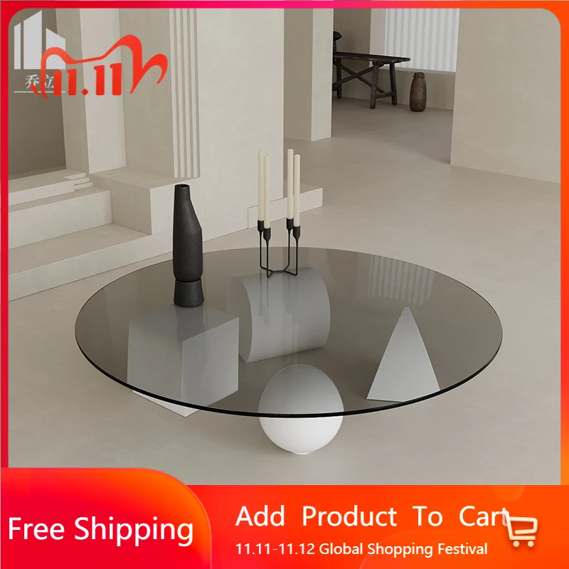 

Minimalist Transparent Coffee Table Clear Round Glass Waterpoor Coffee Table Service Creativity Kaffee Tische Salon Furniture