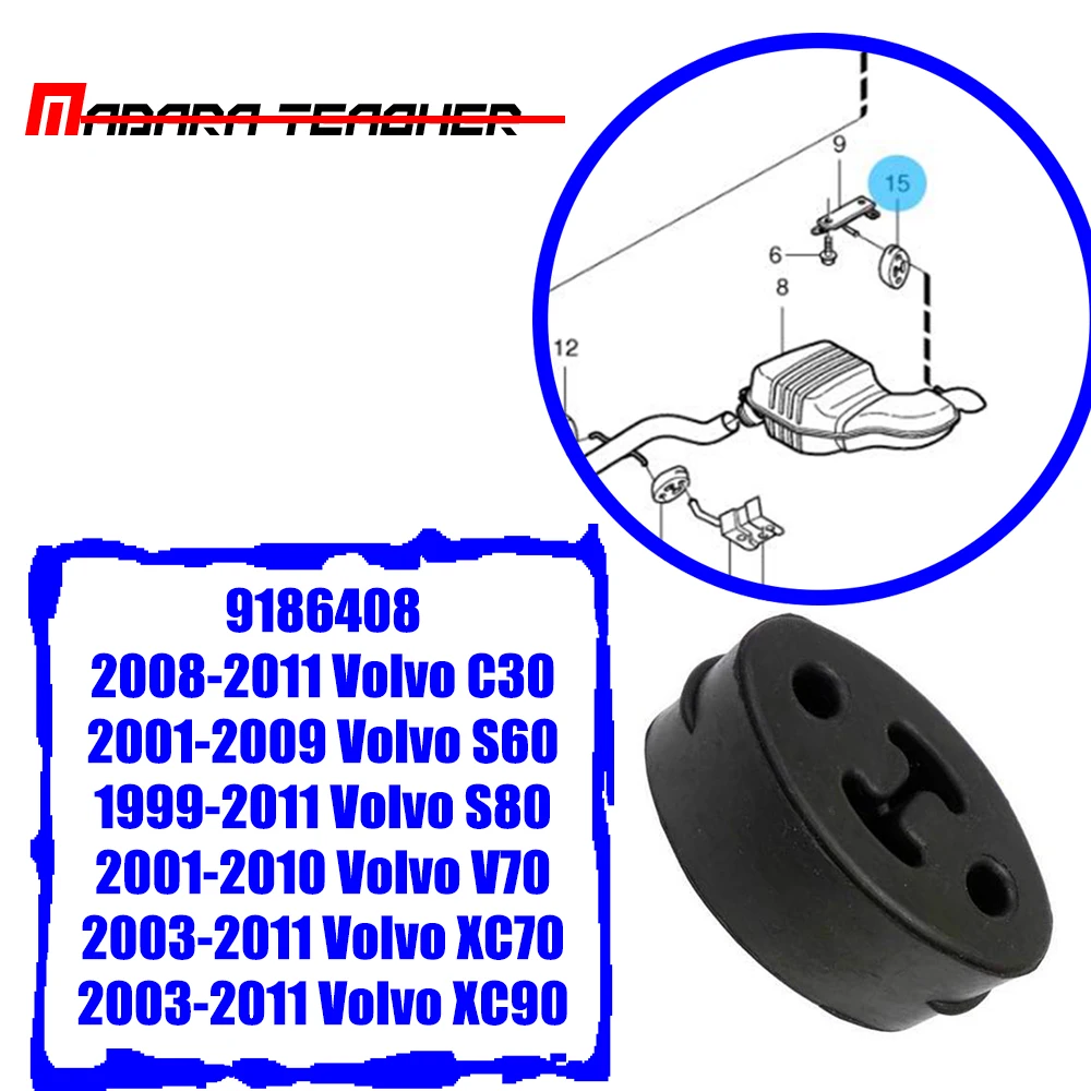 

For Volvo C30 S60 S80 V70 XC70 XC90 Rear Starla Exhaust System Hangers Support Bracket Silencer Mounting 9186408