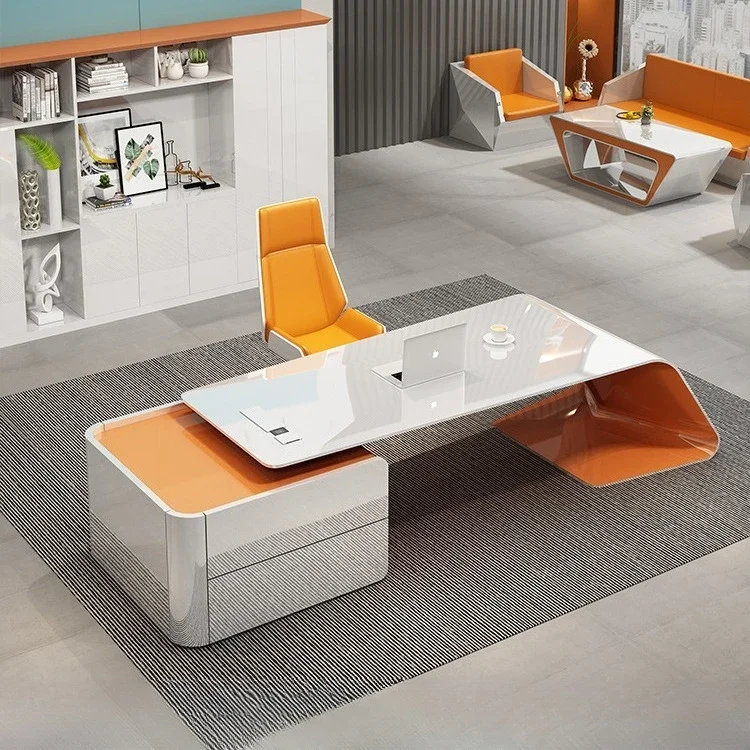 

Painted boss table desk light luxury high sense president table technology sense