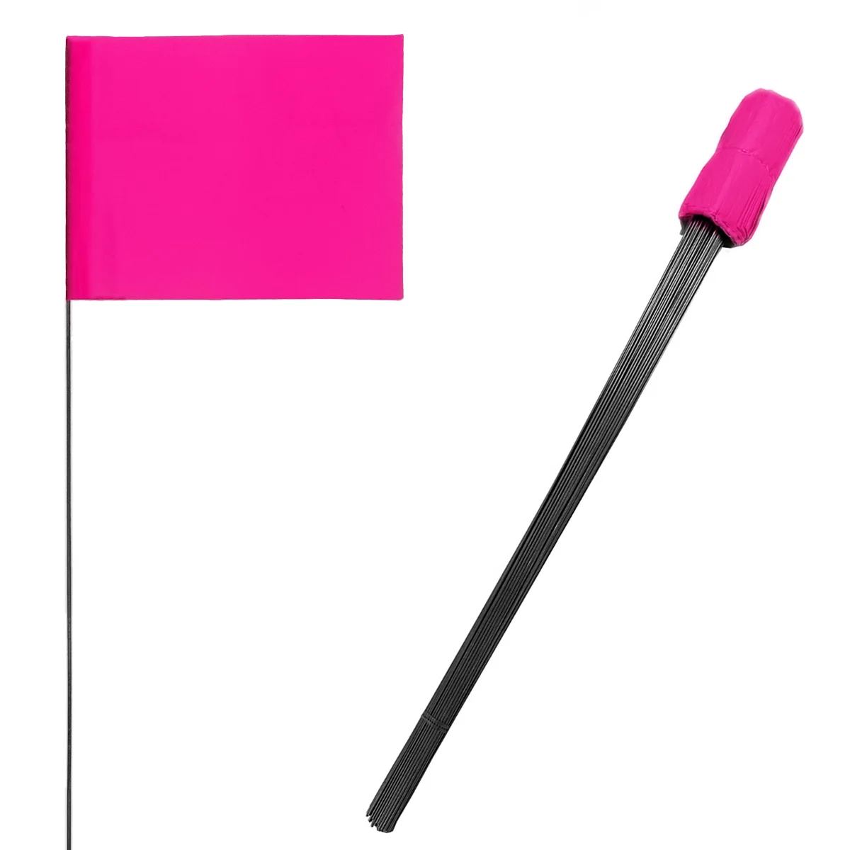 100 Pack pink Marking Flags - 4 x 5-Inch Flag Steel Wire marker flags