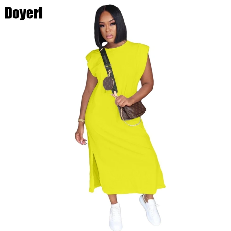 Losse Casual Zomer Maxi Jurken Voor Vrouwen Mode 2022 Mode T-shirt Jurk Vrouwen Streetwear Strand Lange Jurk Met Split been