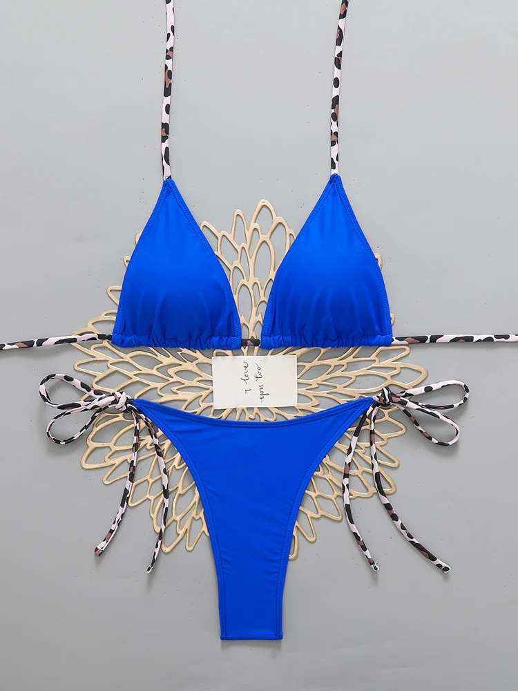 ชุดบิกินี่ลายเสือดาวสุดเซ็กซี่สำหรับผู้หญิง ปี 2026 ชุดว่ายน้ำแบบผูกคอ ไมโครธอง ชุดบิกินี่สำหรับผู้หญิง ชุดว่ายน้ำสำหรับผู้หญิง