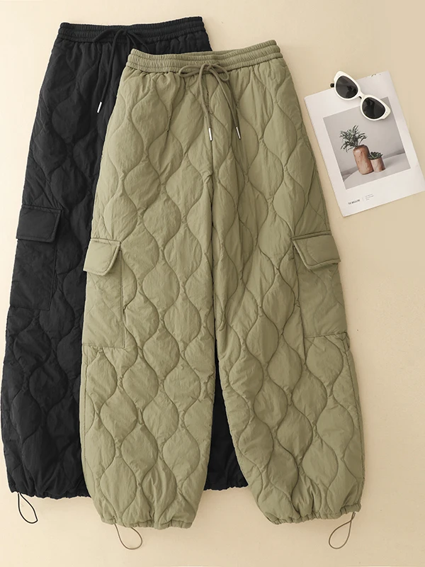 

Faionable plus Size Women's Casual down Cotton Pants Windproof Warm Loose Wide Leg Pants High Waist Other Material Other