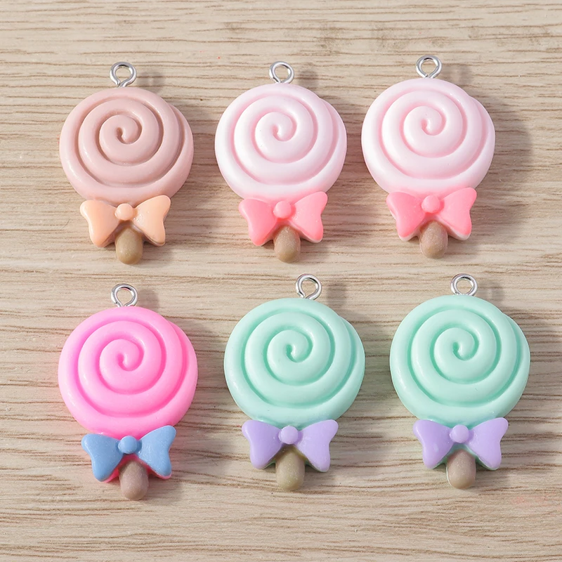 

15pcs 19x32mm Cute Resin Candy Color Lollipop Charms Pendants for Jewelry Making Necklace Earrings Bracelets DIY Crafts Supplies