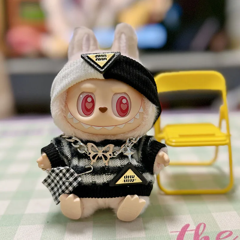 17cm Labubu I II Idol Dolls Clothes Cute Hoodie Mini Plush Doll Sitting Party Outfit Fashion Clothing Korea Kpop Exo DIY Gifts