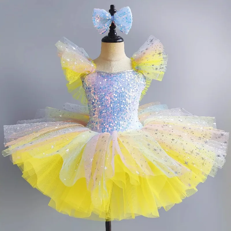 Children's Ballerina Dance Wear Girls Ballet Performance Tutu Dress Colorful Fairy Ballet Outfits Stage Costume Clothes Princess view 3
