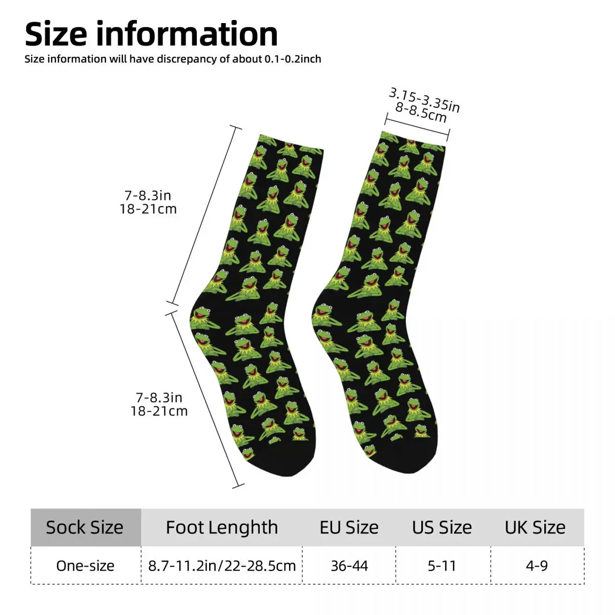 Kermit The Frog Pattern Socks Sweat Absorbing Stockings All Season Long Socks Accessories for Man Woman Birthday Present