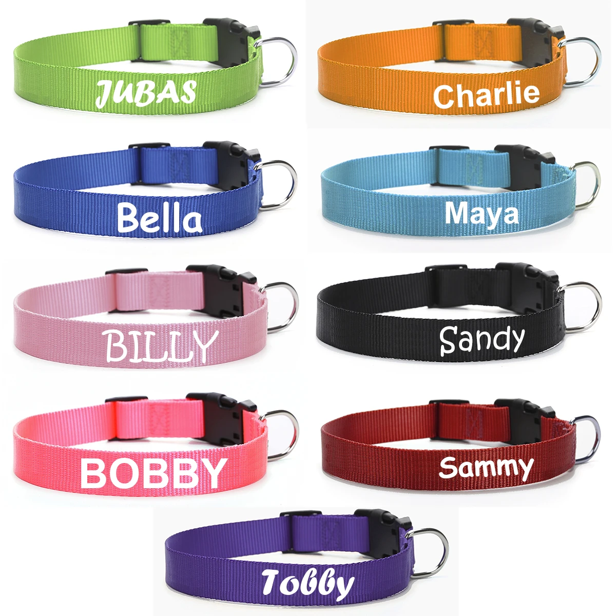 Dog Collar Custom Pet Personalized ID Collar Name and Phone Number Nylon Necklace Small Medium Large Accessories