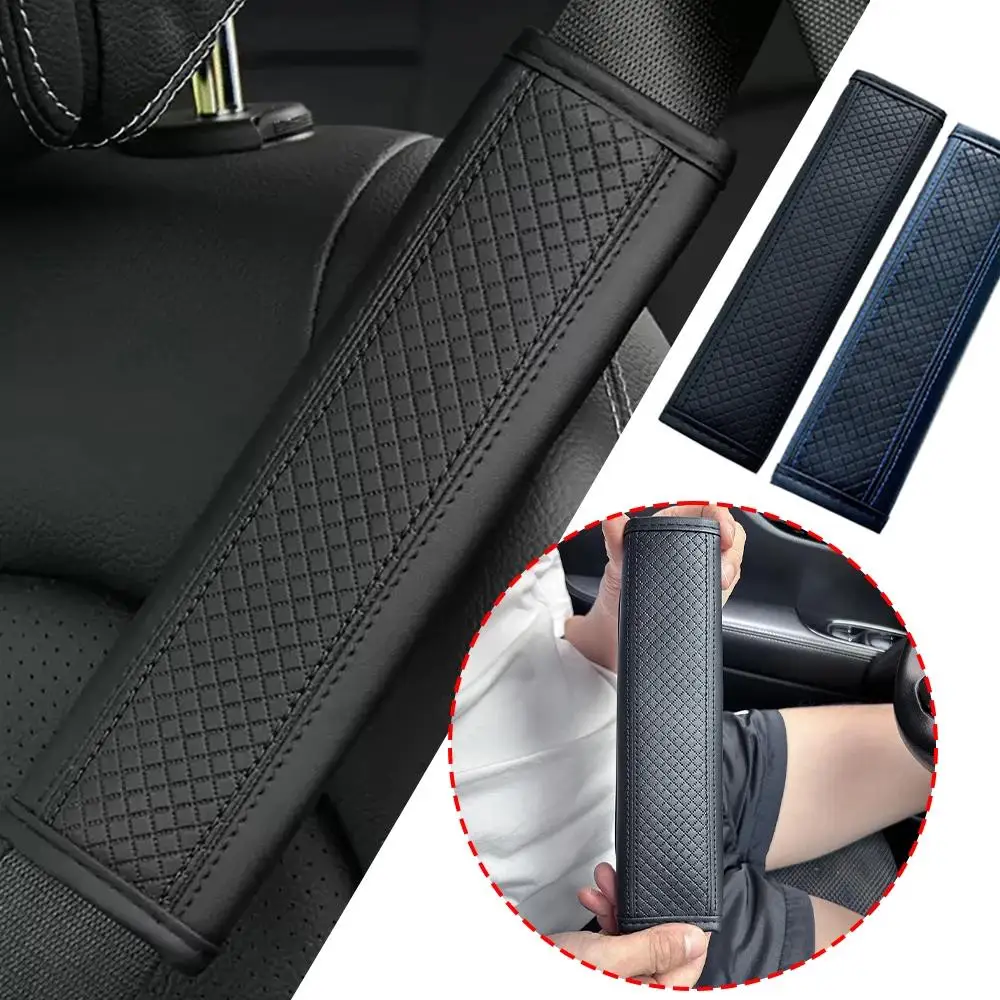 1PC PU Leather Embossed Car Seat Belt Shoulder Cover Decompression Comfort Car Accessori Adjustable Safety Belt Protective Cover