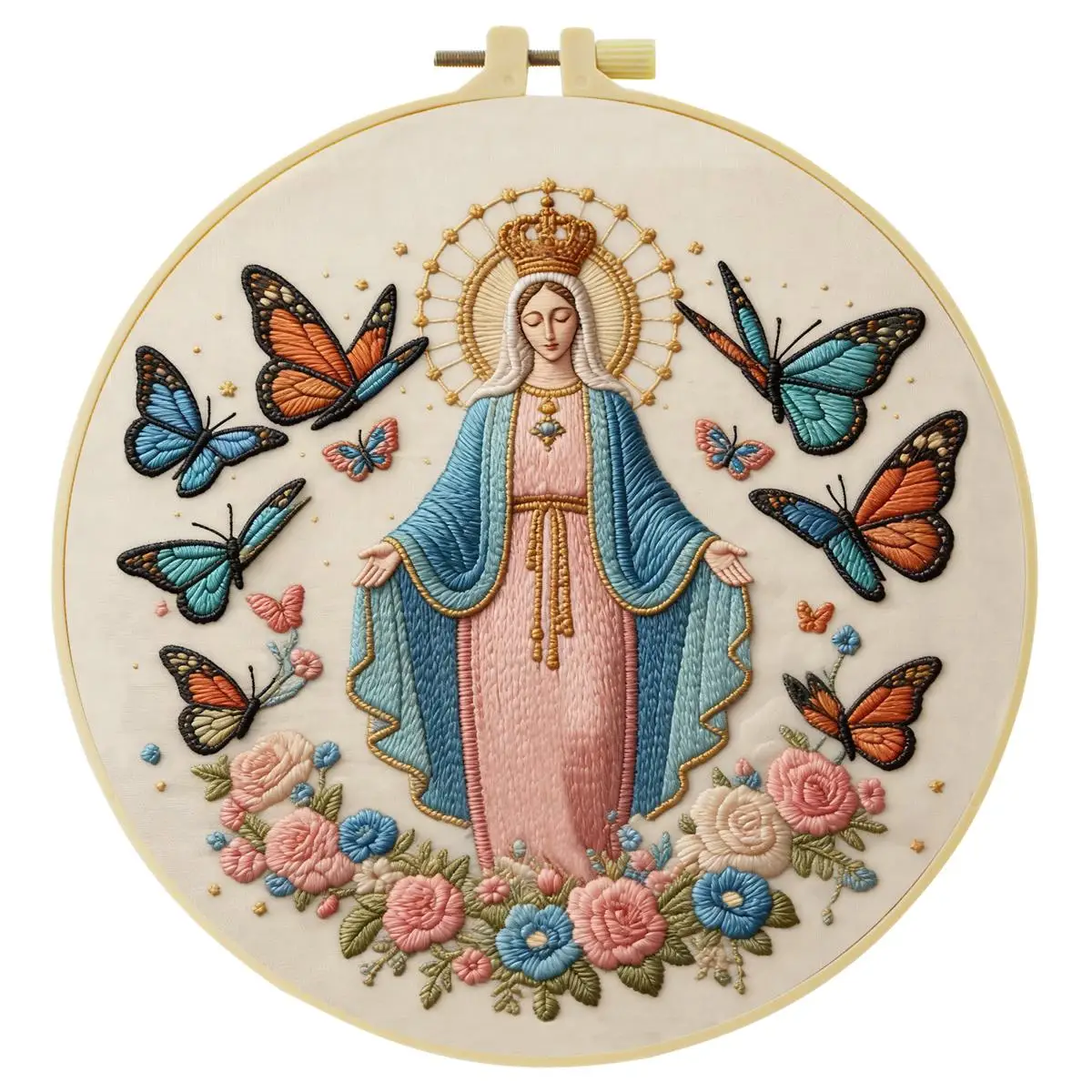 1 Stück 20X20CM/15X15CM 7,87/6,3 Zoll Religiöses Stickerei-Starter-Kit DIY-Kit DIY-Stickerei-Set für Anfänger – Detail 3
