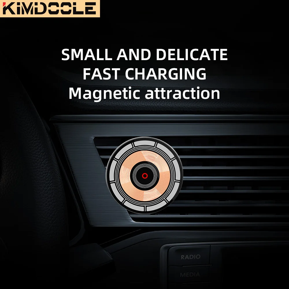 

Kimdoole Wireless 15W Fast Car Charging for Magnetic Phone Air Vent Car Mount Hands Free Car Cell Phone Holder