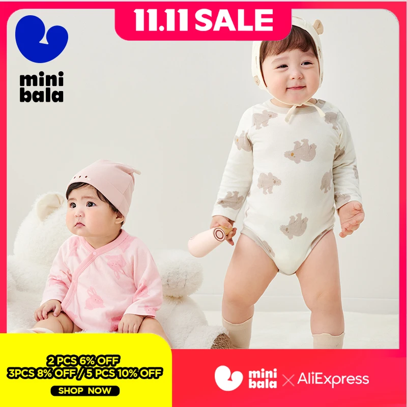 

Мини Bala детский комбинезон, весенний новый антибактериальный мягкий и дышащий комбинезон для младенцев