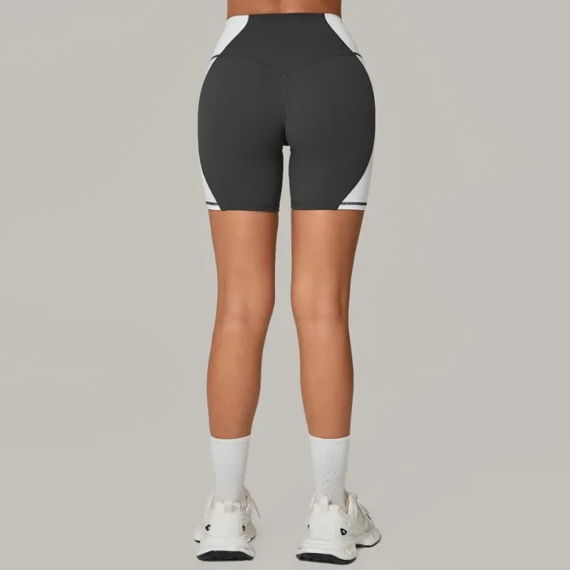 Women's Color Block Yoga Shorts - High-Waisted Quick-Dry Booty Lifting Running Outdoor Fitness Workout Shorts