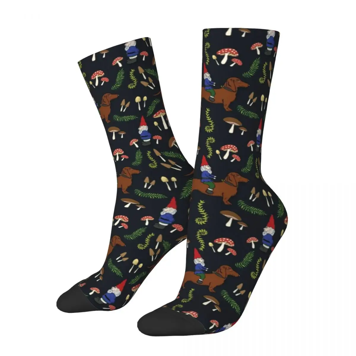 Cute Dog Dachshund Socks Mushroom Forest Print Elegant Stockings Winter Anti-Slip Women Socks Soft Breathable Climbing Socks