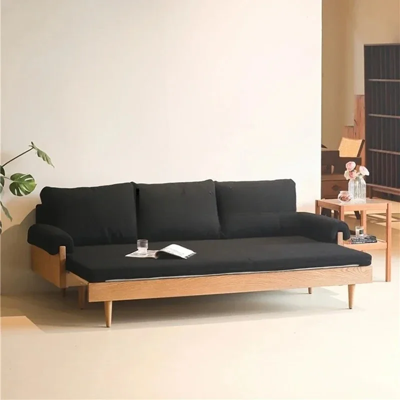 Simple modern sofa for small apartment living room, Nordic cream fabric, casual Japanese style, suitable for three people.