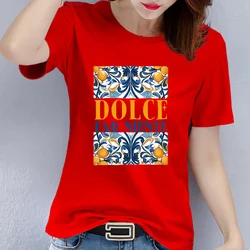 Summer Short Sleeve Round Neck American Print T-shirt Woman Graphic T Shirts Aesthetic Clothes Kawaii Clothes Harajuku