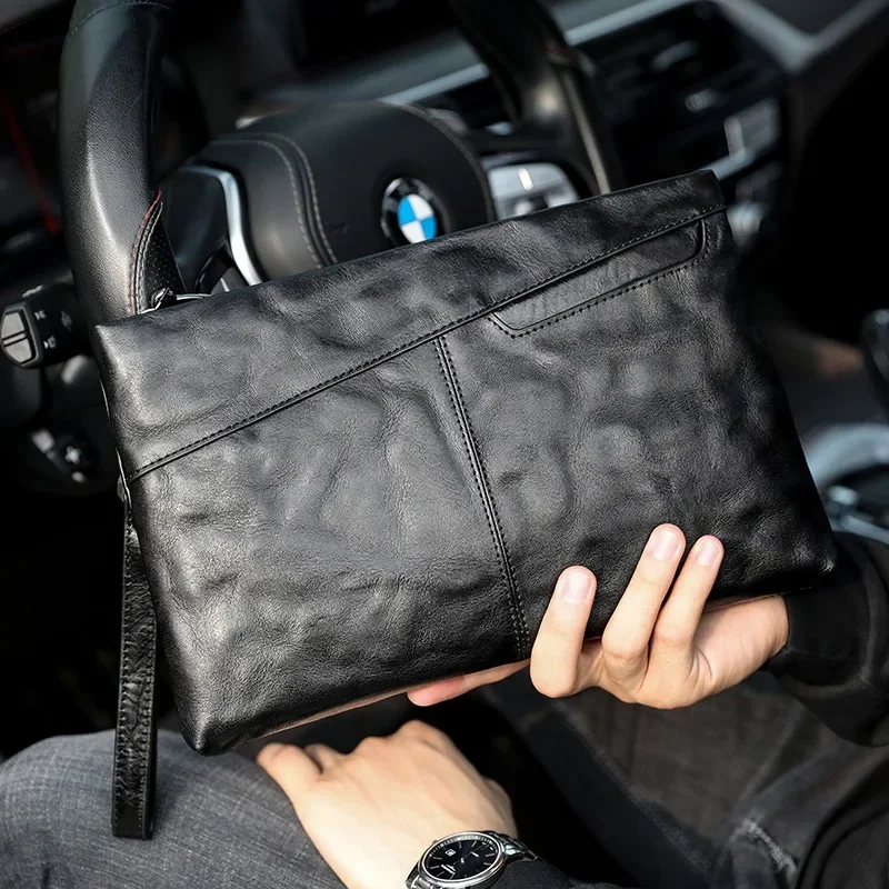 Pochette da giorno di marca SENOFAN borsa a mano lunga da uomo borsa a busta maschile in vera pelle portafoglio pochette in pelle bovina di alta qualità