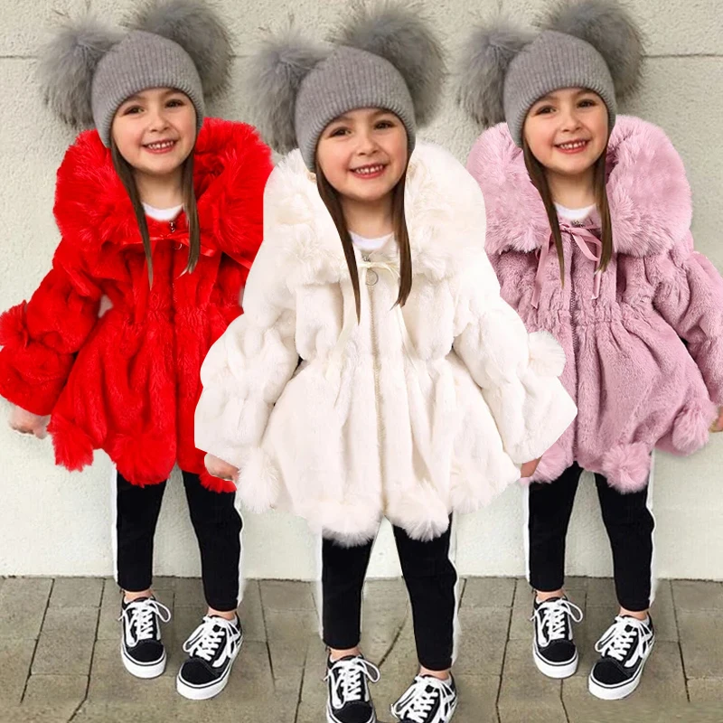 

Children's cotton jacket with plush and thick woolen sweater2024 new baby jacket girl's winter warm imitation fur cotton jacket