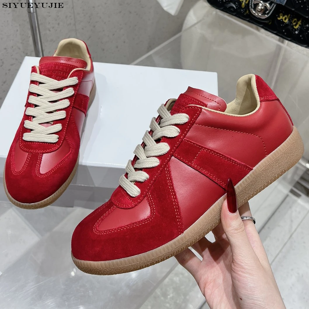 

Unisex Luxury Brand Genuine Leather Men Jogging Sneakers Autumn Fashion Sport Flats Ladies Vulcanized Women Walking Shoes Summer