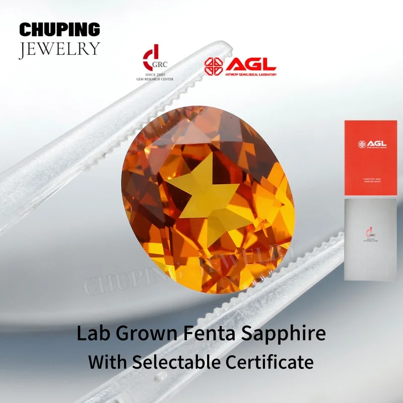 

Lab Grown Fenta Sapphire Oval Flame Melted Cultivate Sapphire Selectable AGL Certificate Loose Fenta Sapphire For Jewelry Making