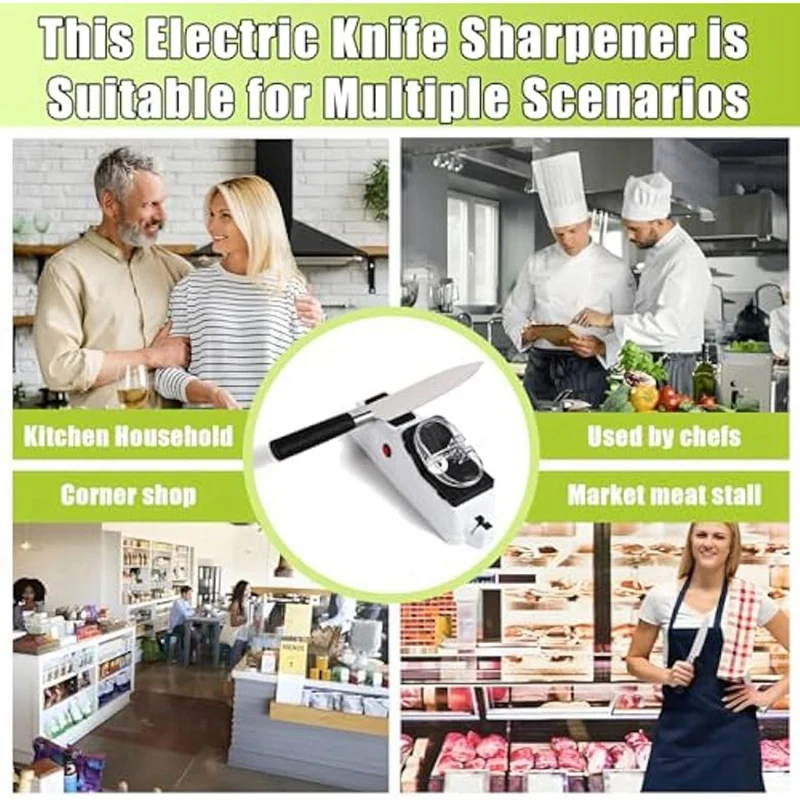 Electric Knife Sharpener,Knife Sharpener Tool For Quick Sharpening&Polishing USB Sided Knife Sharpener White Plastic