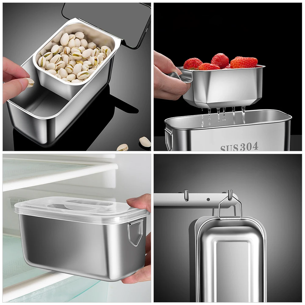 

Stainless Steel Snack Storage Box Food Organizer Dried Fruit Nuts Container Household Multifunctional Portable Living