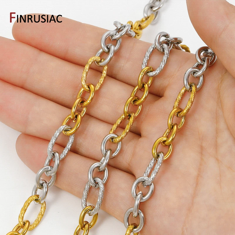 

18K Gold Plated Stainless Steel Oval Chain,1:3 Rolo Cable Link Chain For DIY Jewelry Making Necklace Bracelet accessories