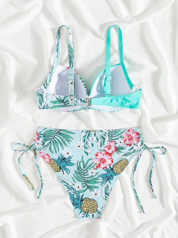 Bikini 2025 New Swimsuit Women Push Up Swimwear Print Sling Bikinis Set Sexy Thong Bathing Suit Female Summer Beach Two Piece