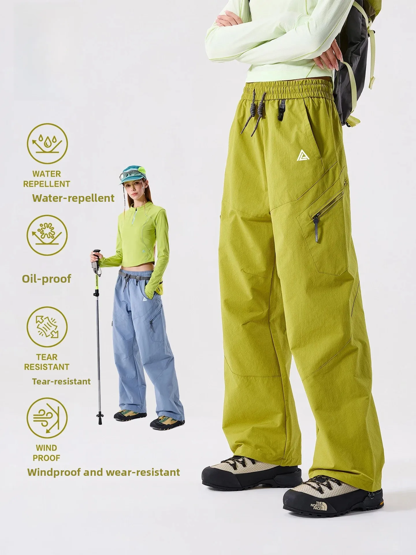 LAZY DAY Outdoor Three-Proof Hiking Trousers Lightweight Straight Leg Pants for Men And Women Sports Style Polyester Fiber
